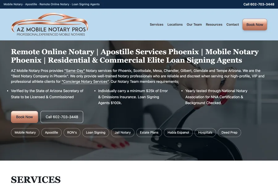 azmobilenotarypros.com home page: the services, the phone number and the wording are theirs
